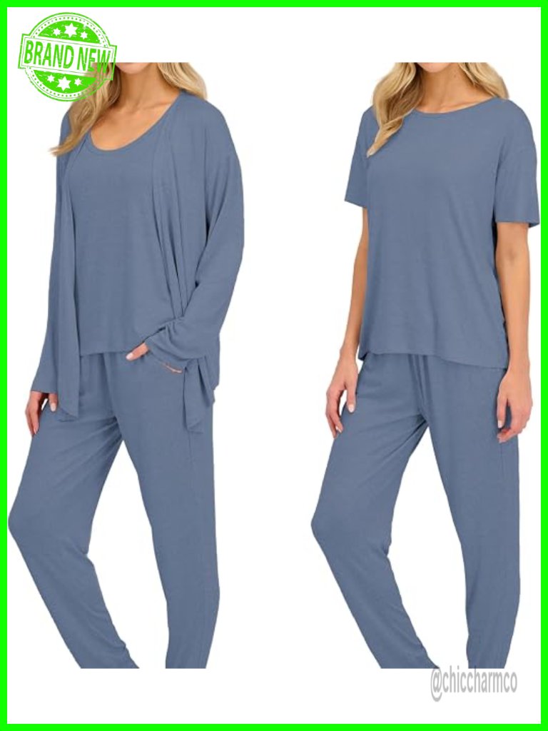 4-Piece Pajama Set, Soft Hacci Knit, Short Sleeve Tee, Tank, Cardigan & Jogger